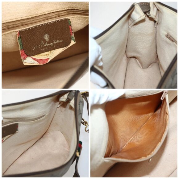 GUCCI GG Supreme Web Sherry Line Bag PVC 2way Beige Gold 41 02 039 Auth 142440 - Picture 16 of 16